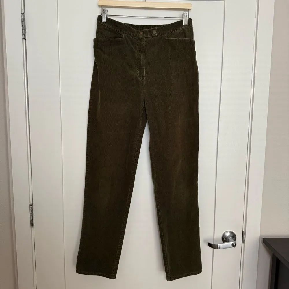 Vtg Lauren Ralph Lauren Pants Womens Sz 8 Olive Green Corduroy Straight Classic